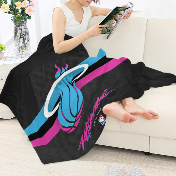NBA Miami Heat Blanket Throw Team Vice City Logo Stripe Background