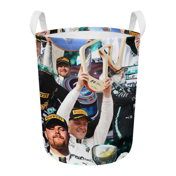 F1 Formula One Valtteri Bottas Clothes Hamper Laundry Basket - Valtteri Bottas Celebration Collage