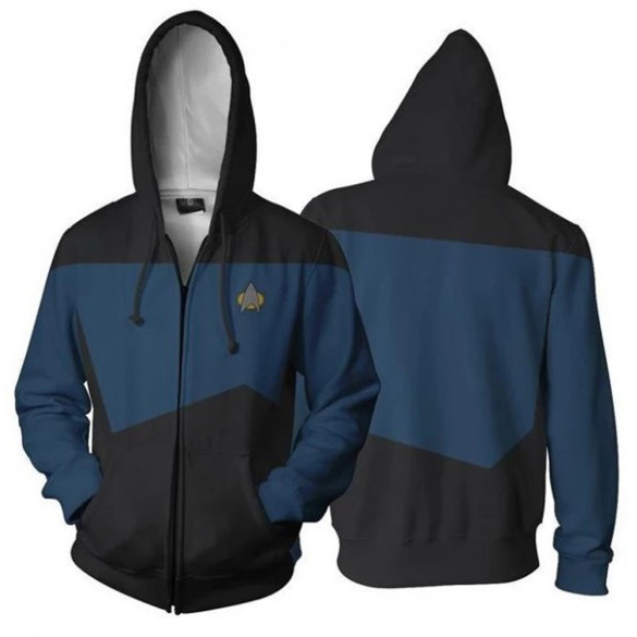 Star Trek Next Generation Blue Science Hoodie Hooded Sweatshirt