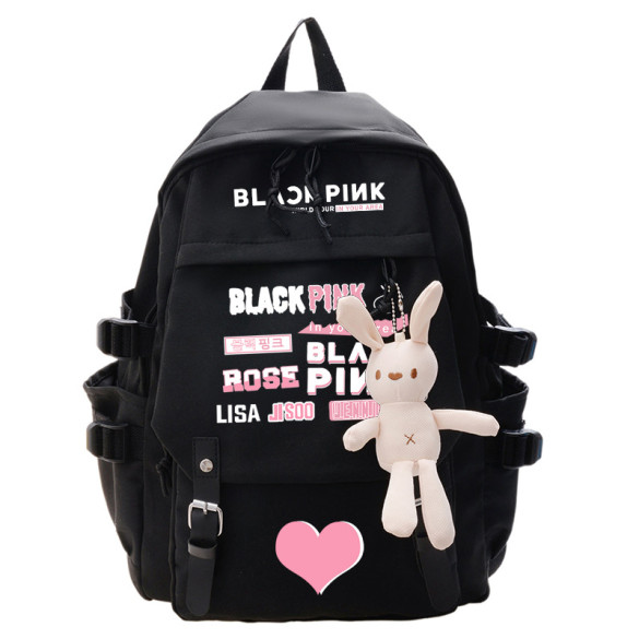 Black Pink Name Backpack Rucksack Black