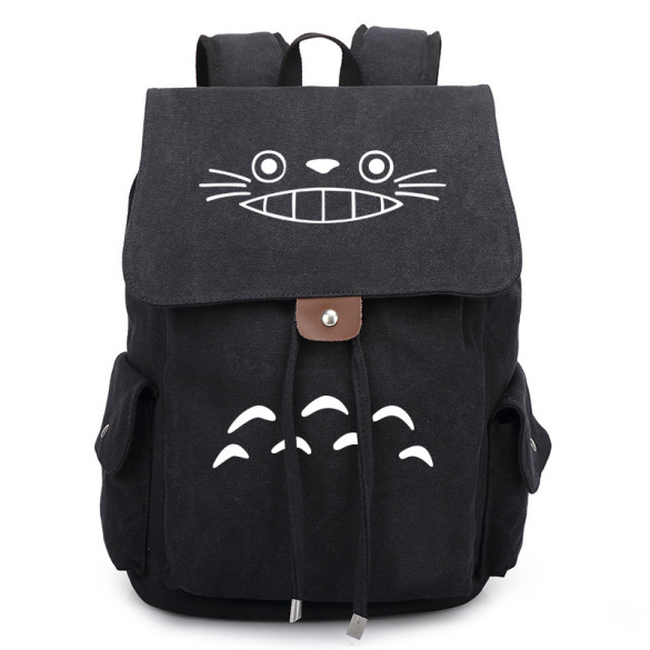 Totoro Cat Face Canvas Backpack Schoolbag Rucksack