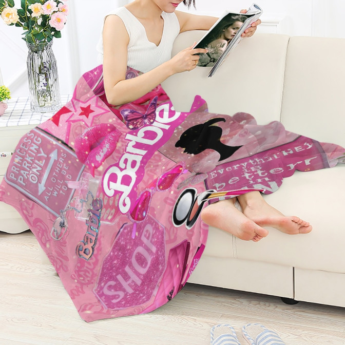 Barbie Blanket Throw Barbie Objects Collage Shirt Chic Barbie blanket throw barbie objects collage shirt chic