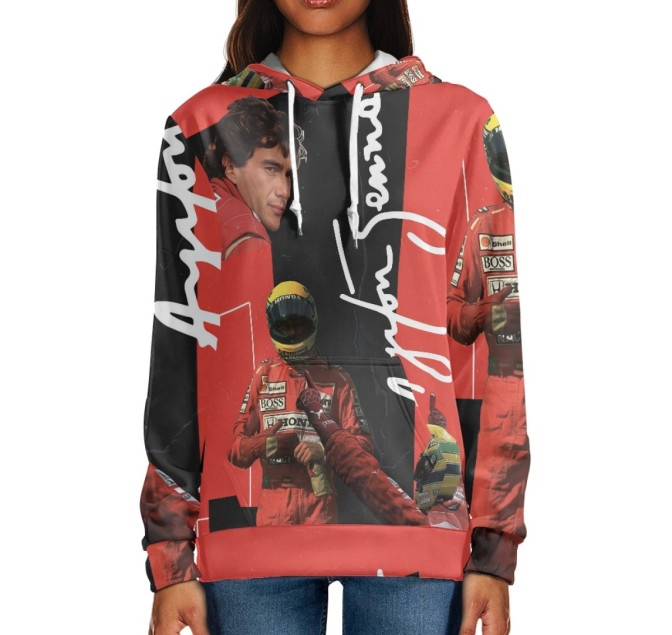 F1 Formula One Ayrton Senna Hoodie Pullover - Ayrton Senna Poster Red