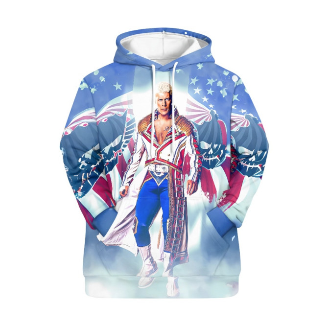 WWE Cody Rhodes Hoodie Pullover Cody Rhodes Portrait Flag Logo Shirt Chic