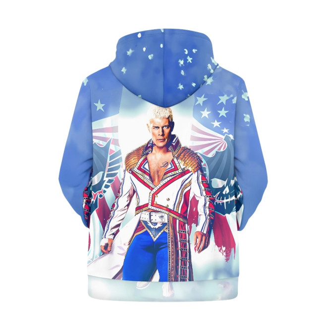 WWE Cody Rhodes Hoodie Pullover Cody Rhodes Portrait Flag Logo