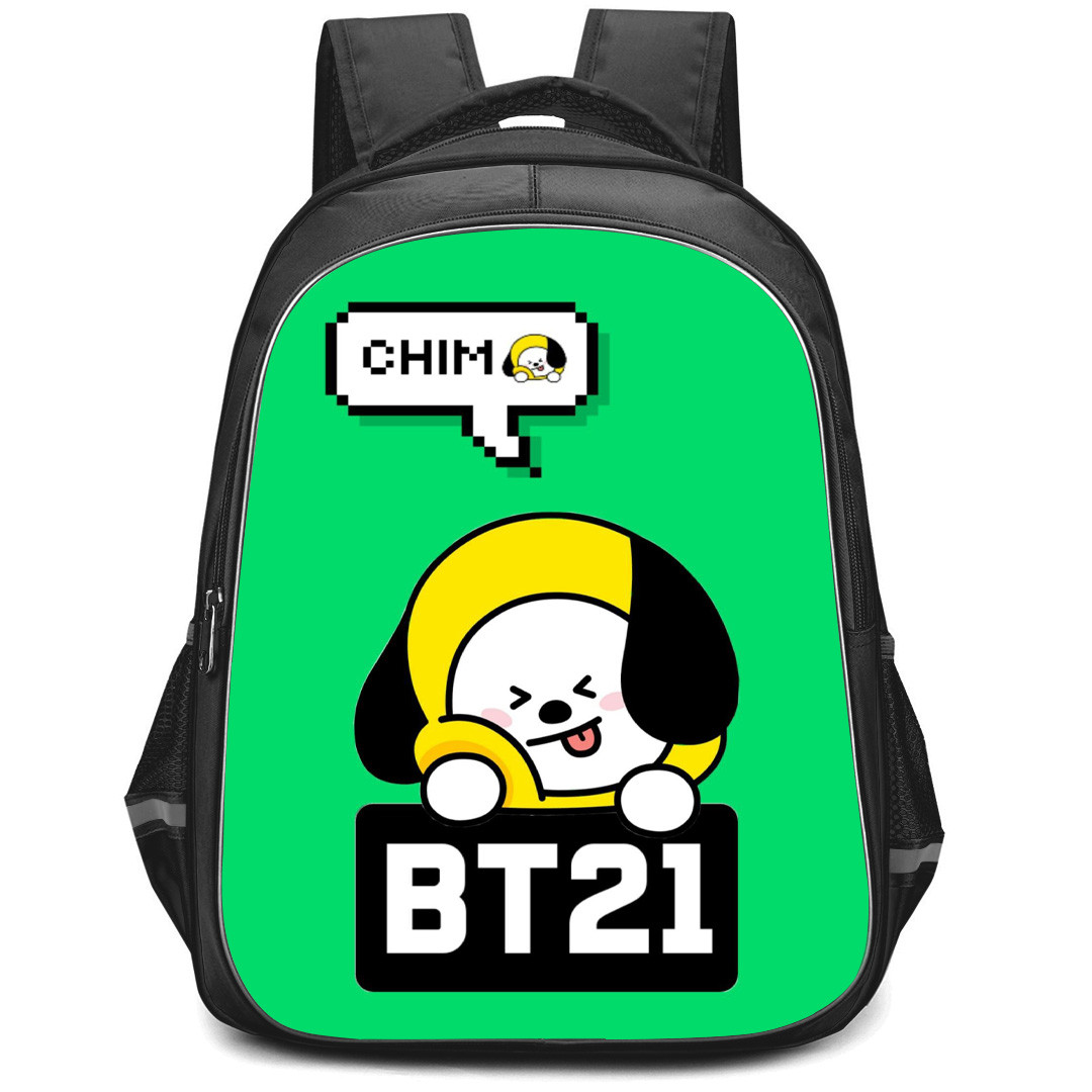 BT21 Chimmy Backpack StudentPack - Chimmy Avatar On Green Background
