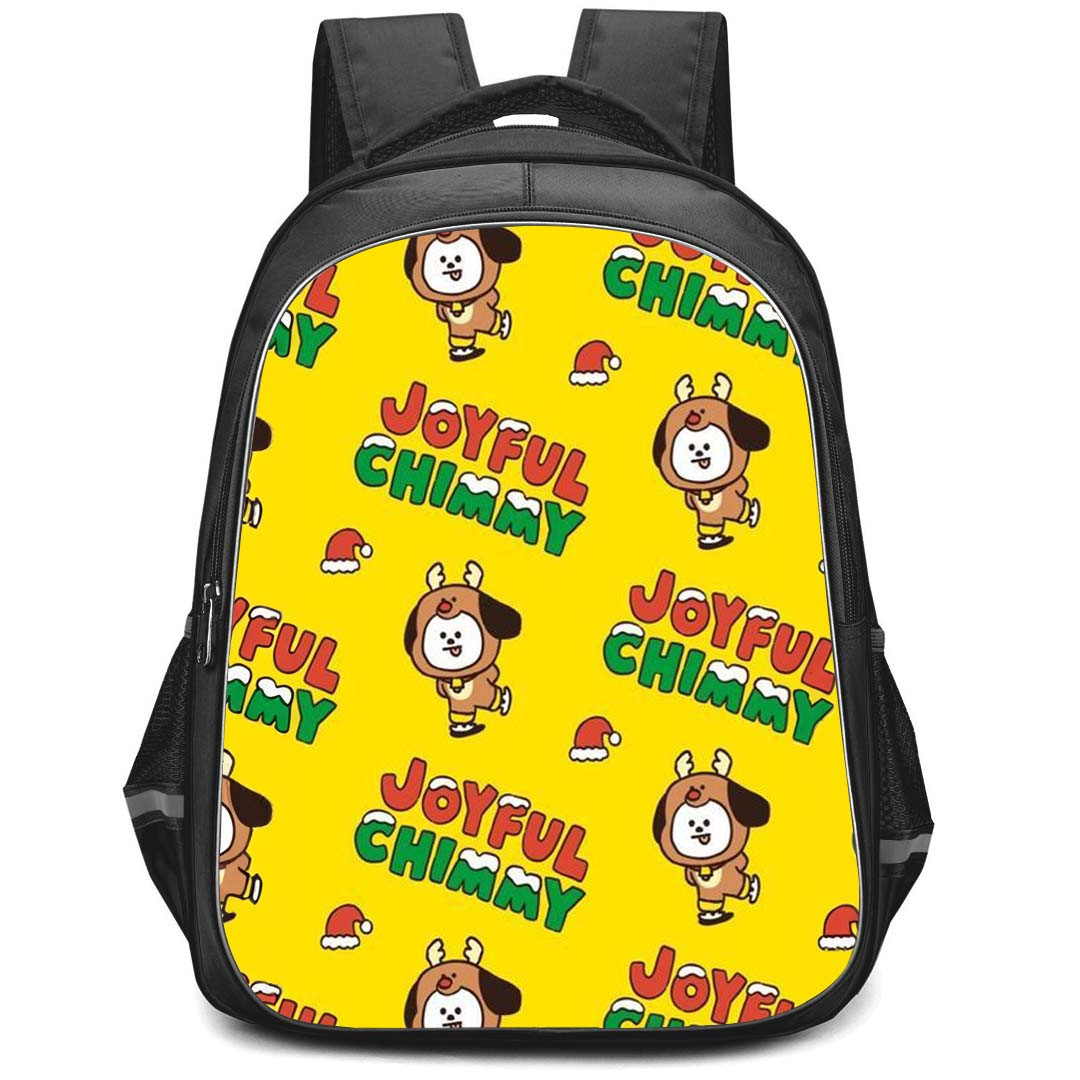 BT21 Chimmy Backpack StudentPack - Chimmy Joyful Pattern Art On Yellow Background