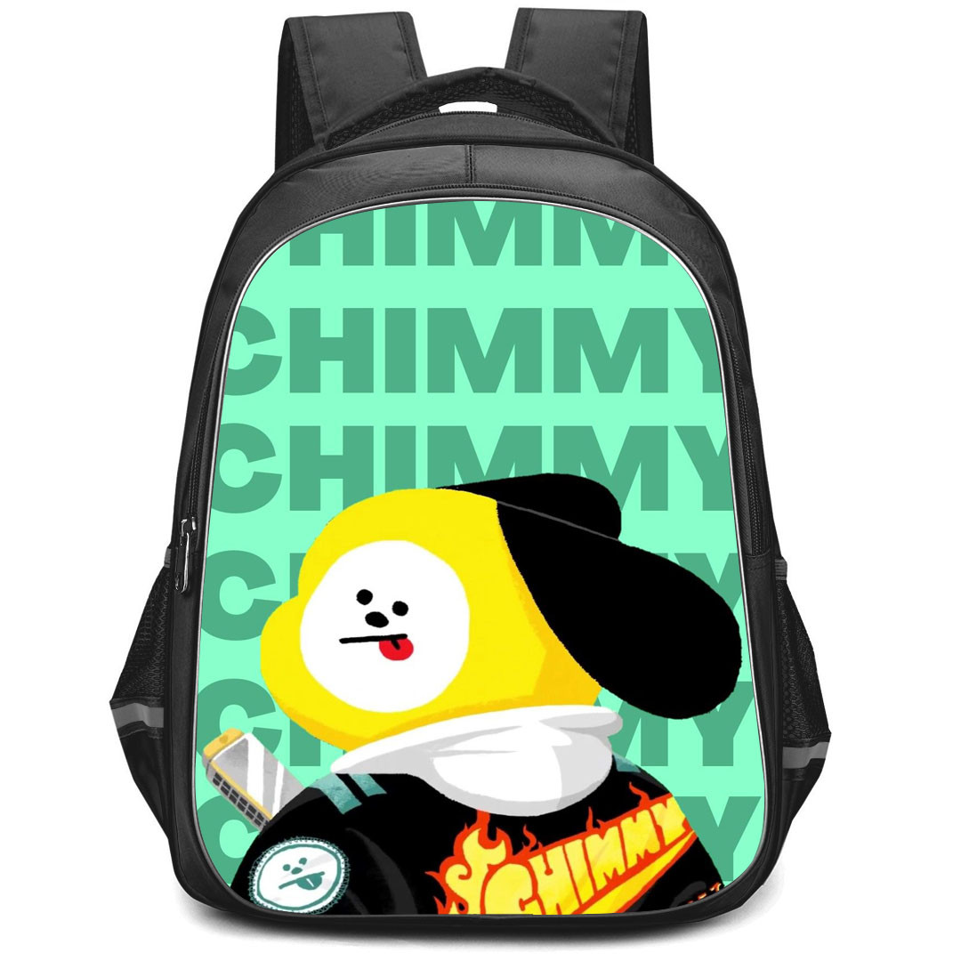 BT21 Chimmy Backpack StudentPack - Chimmy Look Back On Word Art Green Background