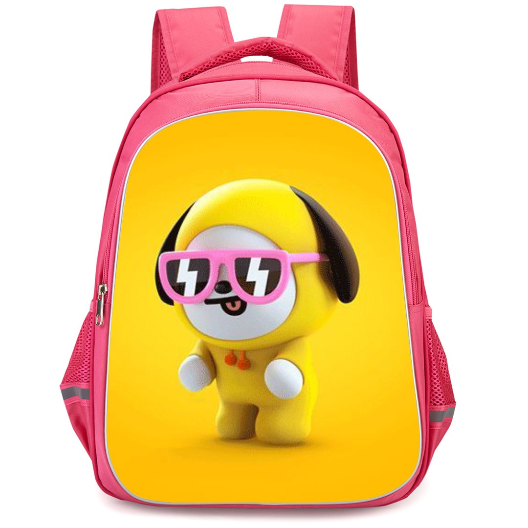 BT21 Chimmy Backpack StudentPack - Chimmy Standing And Wearing Glass On Yellow Background