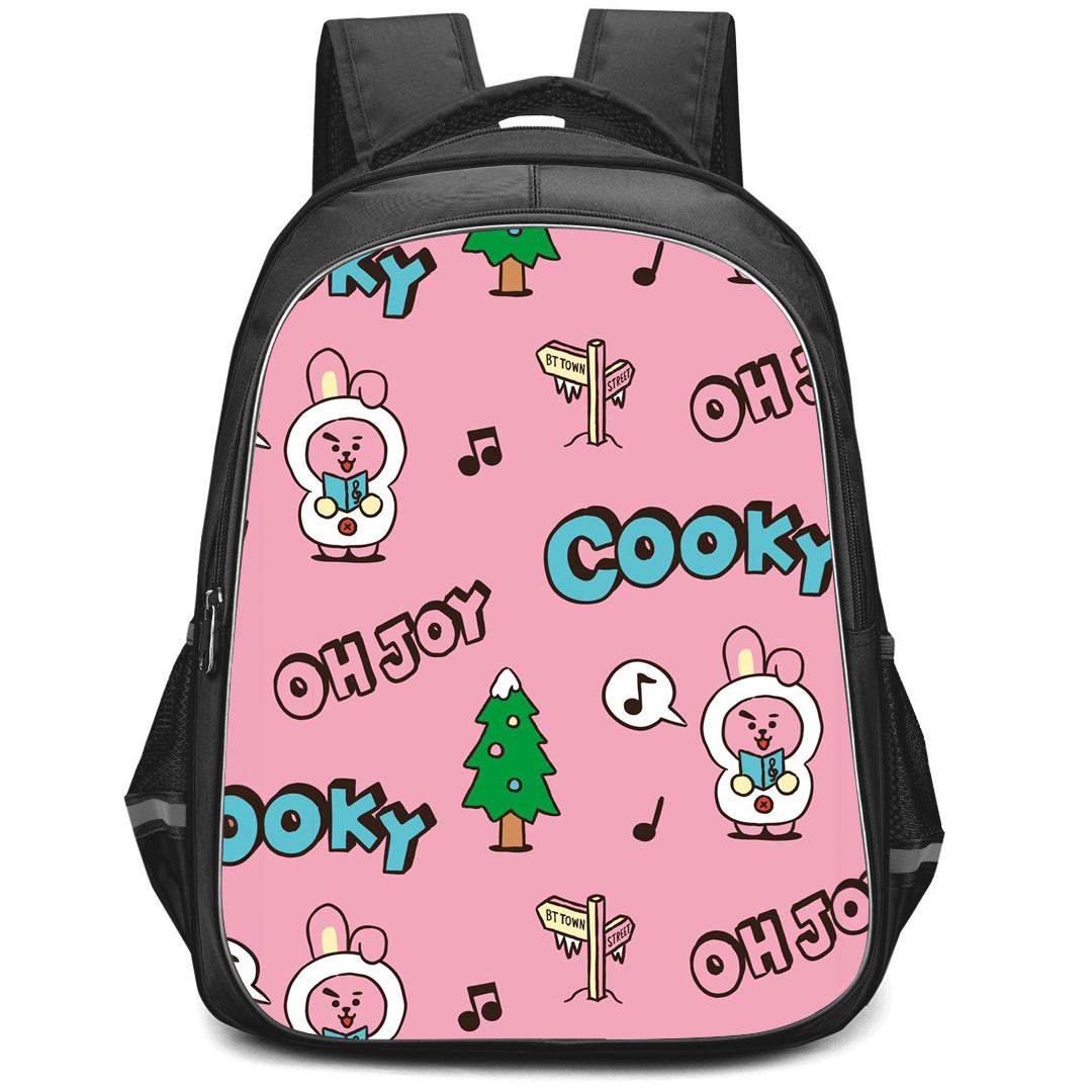 BT21 Cooky Backpack StudentPack - Cooky Oh Joy Patter Art On Pink Background