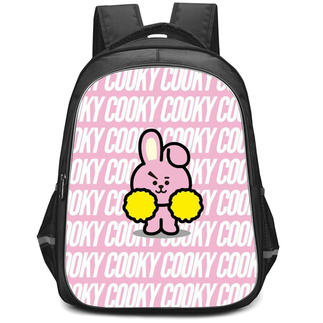 BT21 Cooky Backpack StudentPack - Cooky Pinkish Tough Bunny On Word Art Background