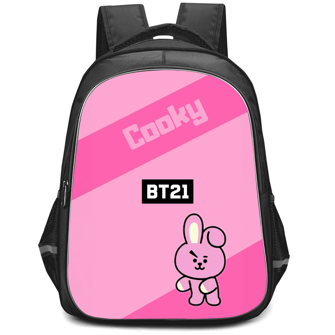 BT21 Cooky Backpack StudentPack - Cooky Standing On Pink Background
