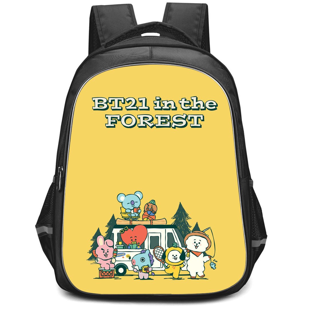 BT21 Backpack StudentPack - BT21 In The Forest Yellow Background