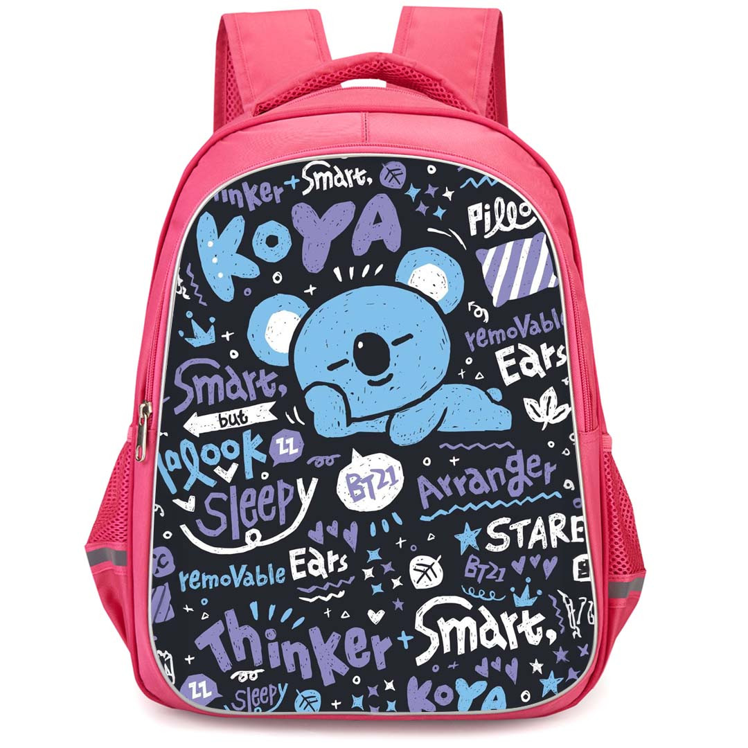 BT21 Koya Backpack StudentPack - Koya Typography On Black Background