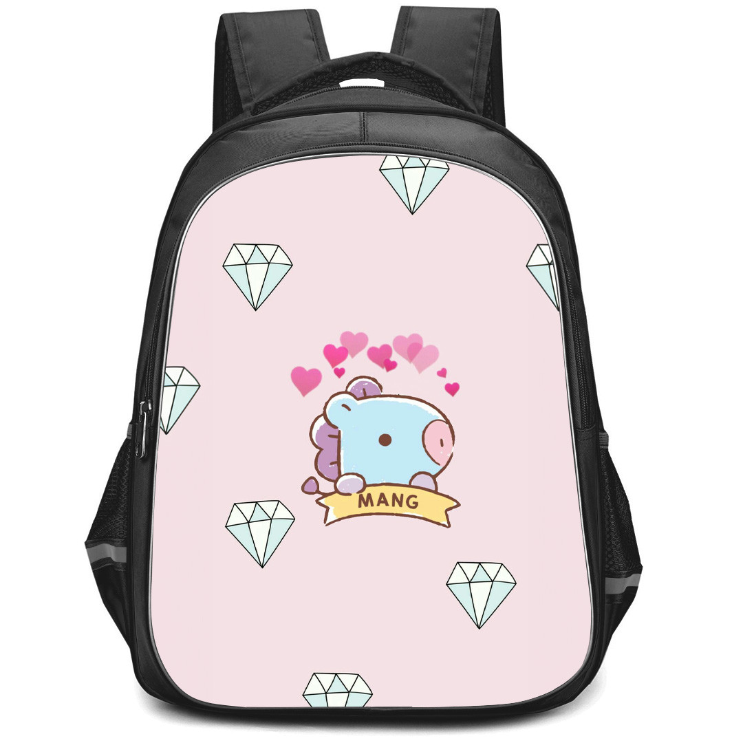 BT21 Mang Backpack StudentPack - Mang Cute Illustration On Pink Background
