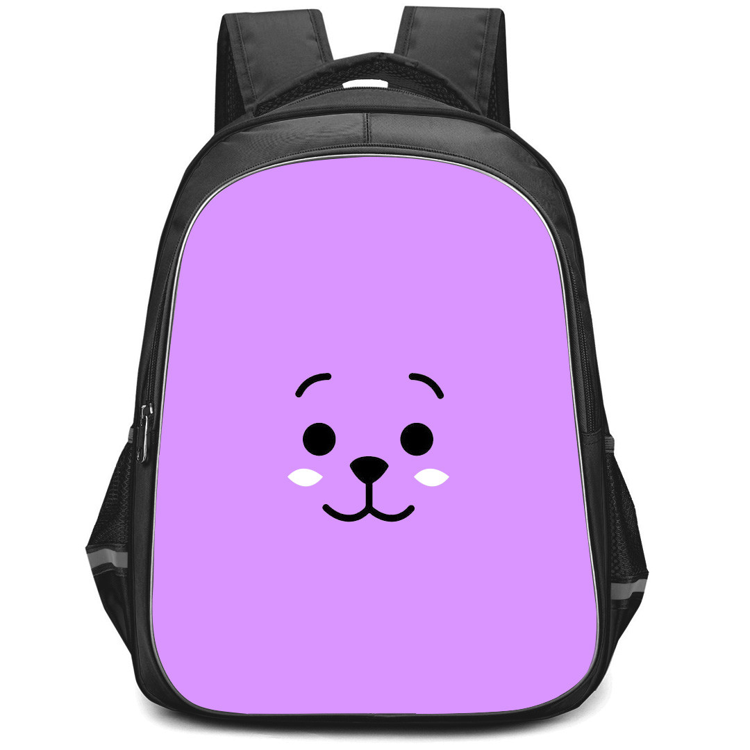 BT21 RJ Backpack StudentPack - RJ Emoji on Purple Background