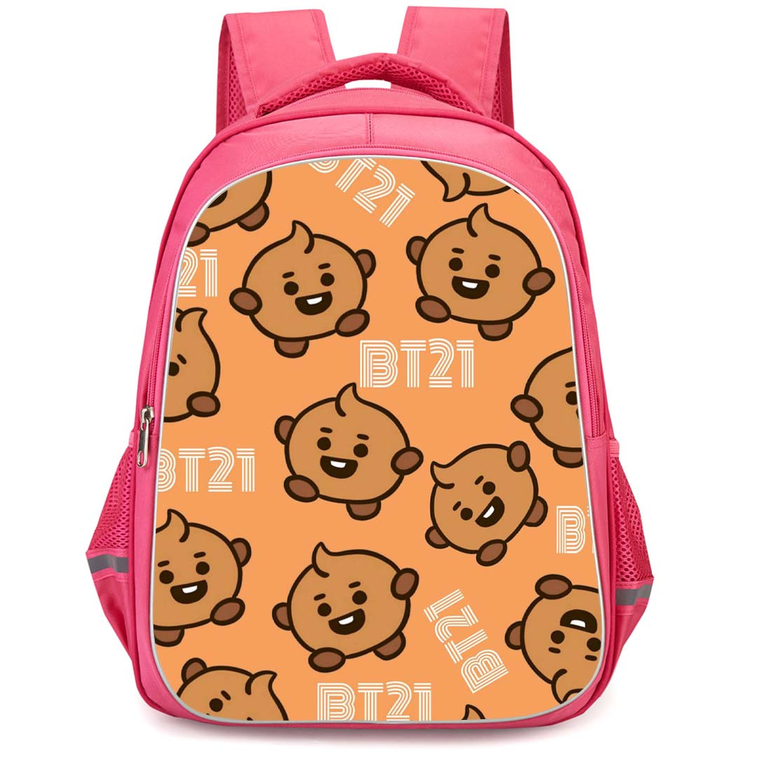 BT21 Shooky Backpack StudentPack - Shooky Pattern Art On Orange Background