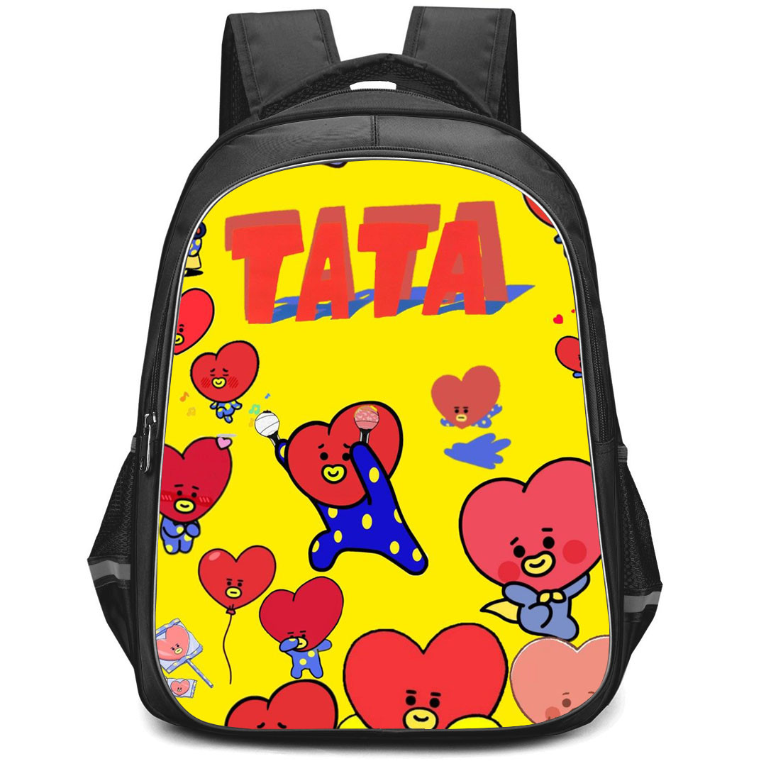 BT21 Tata Backpack StudentPack - Tata Dancing On Yellow Background