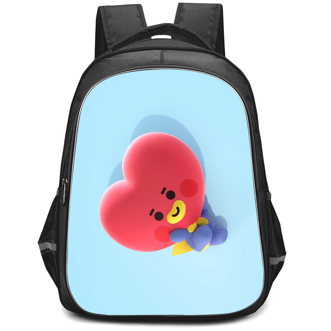 BT21 Tata Backpack StudentPack - Tata Sitting On Blue Background