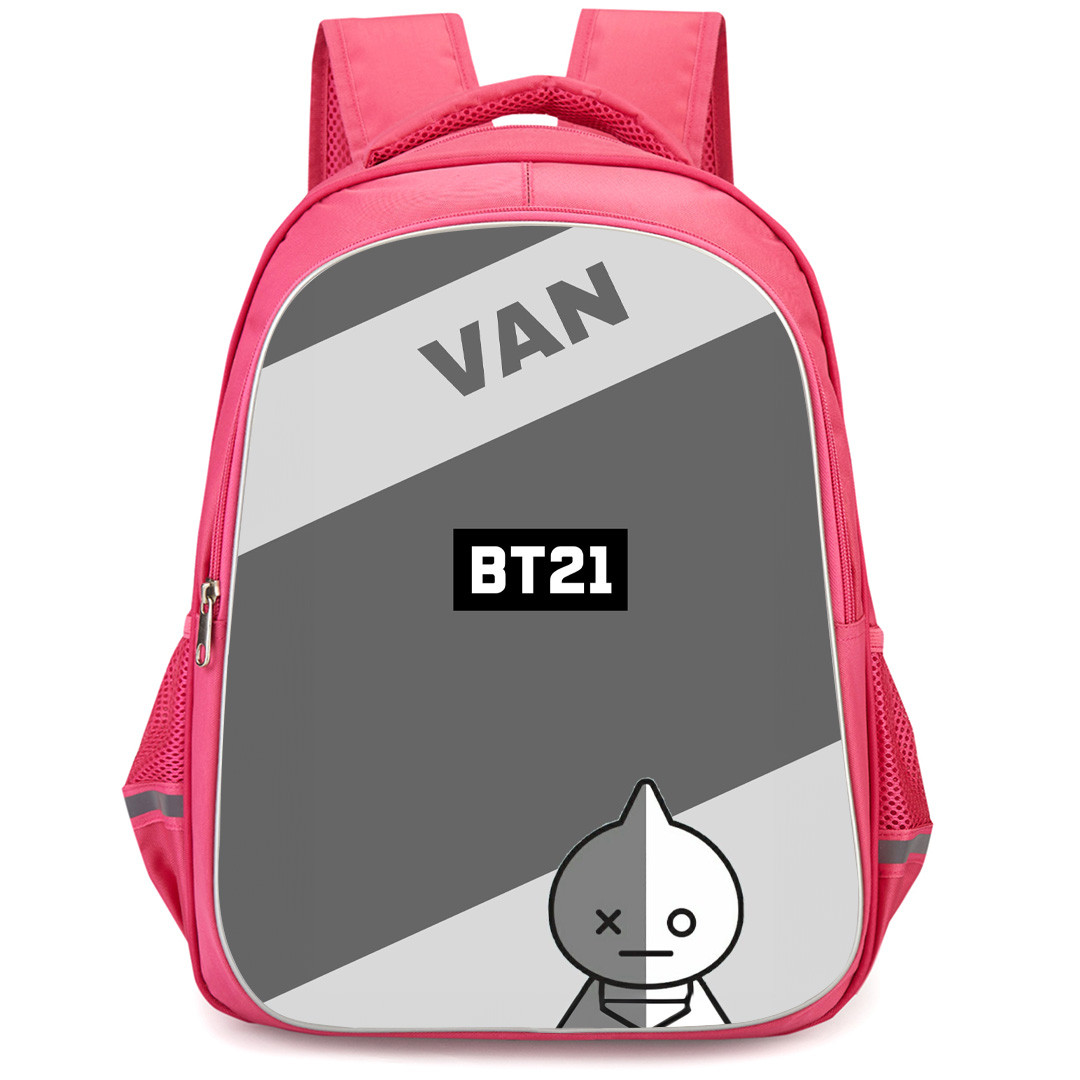 BT21 Van Backpack StudentPack - Van Standing On Gray Background