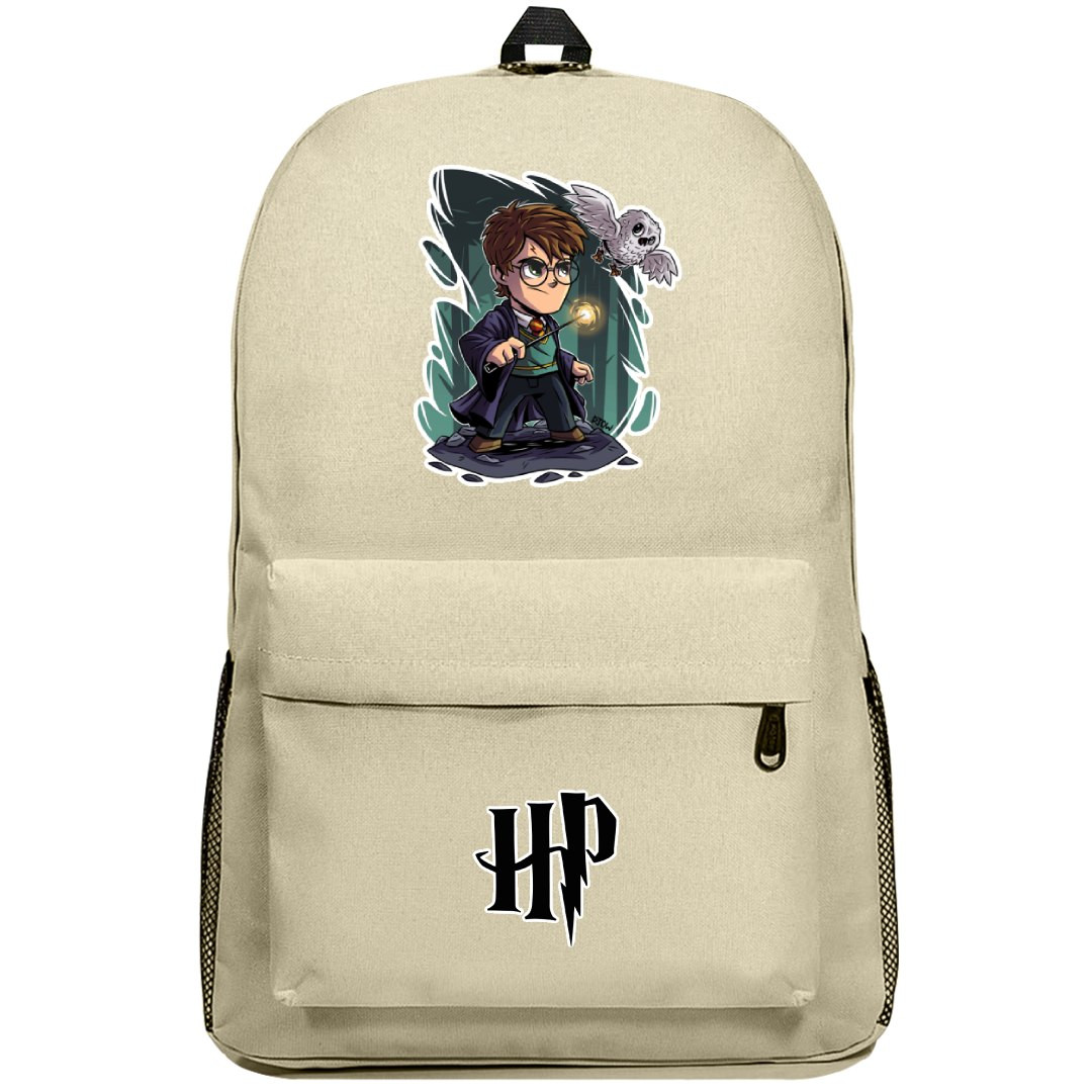 Harry Potter Backpack SuperPack - Harry Potter Magic Wand And Owl Illustration Sticker Art