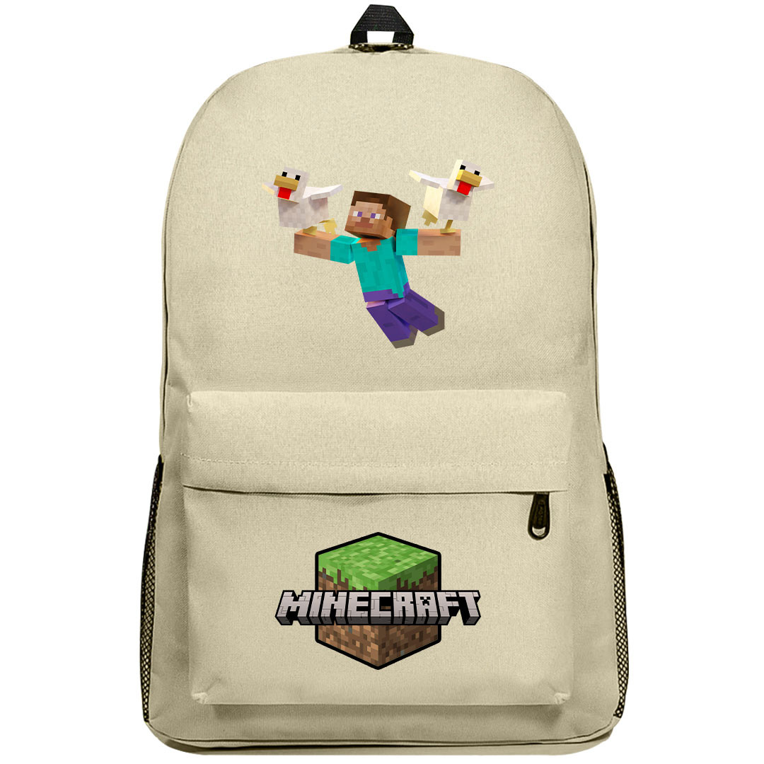 Minecraft Steve Backpack SuperPack - Steve And Chickens I Can Fly Chibi Art Series