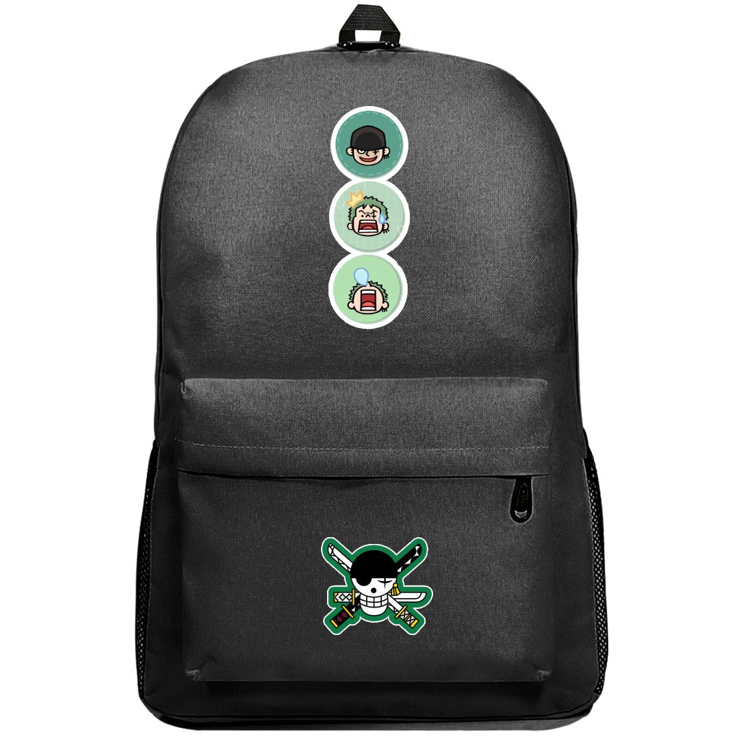One Piece Zoro Backpack SuperPack - Zoro Sleeping Laughing Shocking Icons