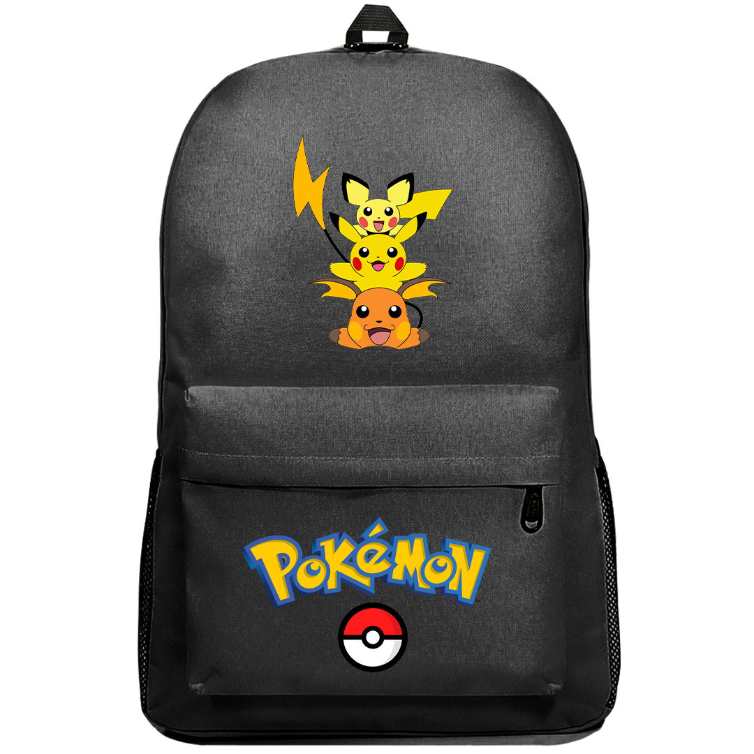 Pokemon Backpack SuperPack - Pichu Pikachu Raichu Evolution Cartoon Art Series