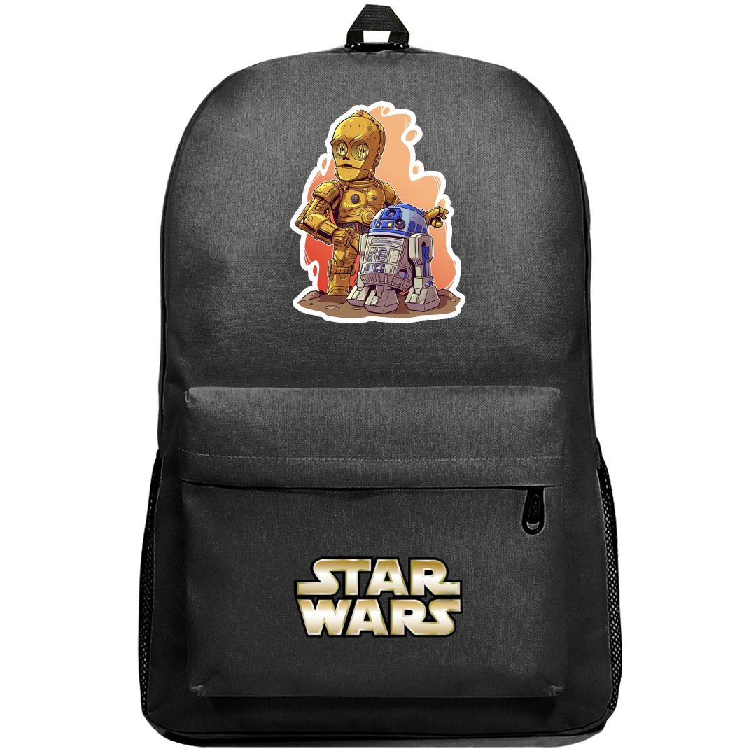 Star Wars Backpack SuperPack - Star Wars C3P0 and R2D2 Chibi Illustration Art