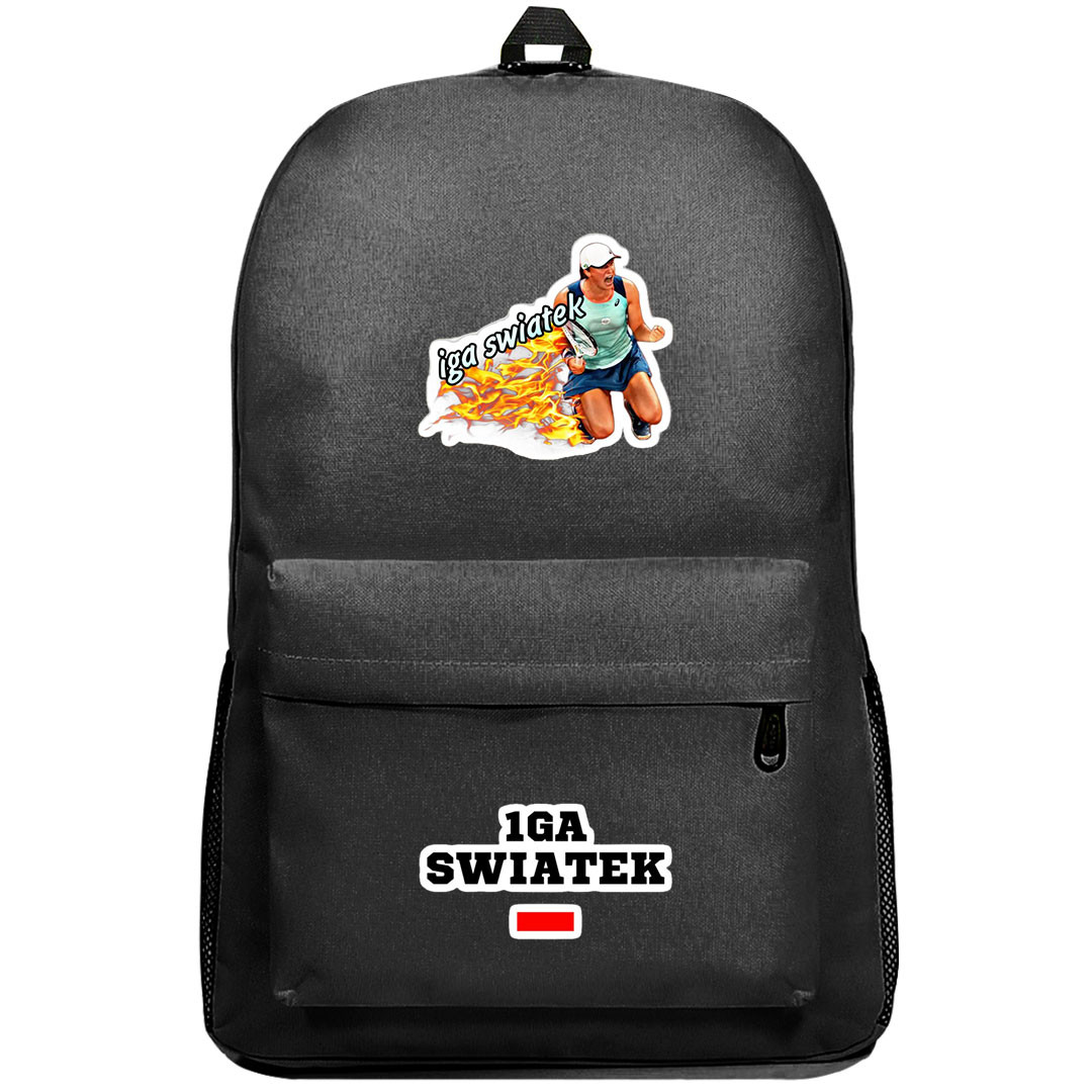 Iga Swiatek Backpack SuperPack - Iga Swiatek Celebrating Win On Fire Background Sticker Art