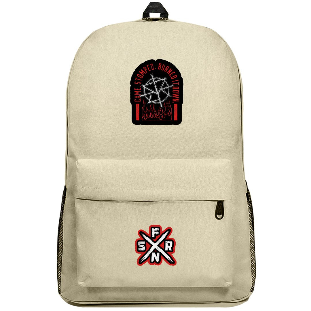 WWE Seth Rollins Backpack SuperPack - Seth Rollins Came Stomped Burned It Down Sticker Art