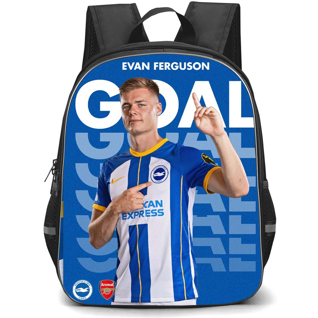 Evan Ferguson Backpack StudentPack - Evan Ferguson Brighton & Hove Albion F.C. Portrait On WordArt Background