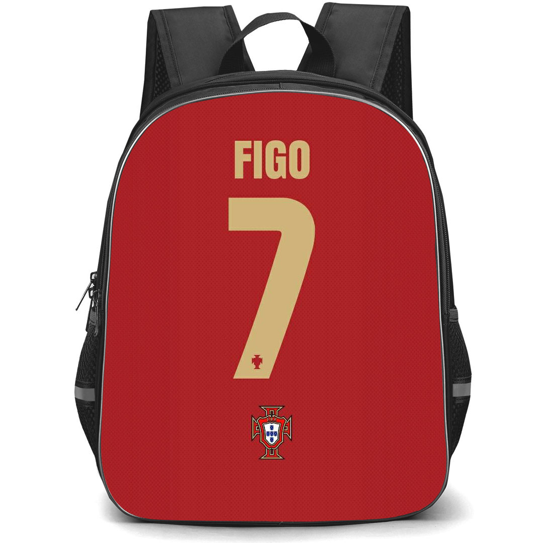 Luis Figo Backpack StudentPack - Luis Figo Portugal National Football Team No. 7 Jersey