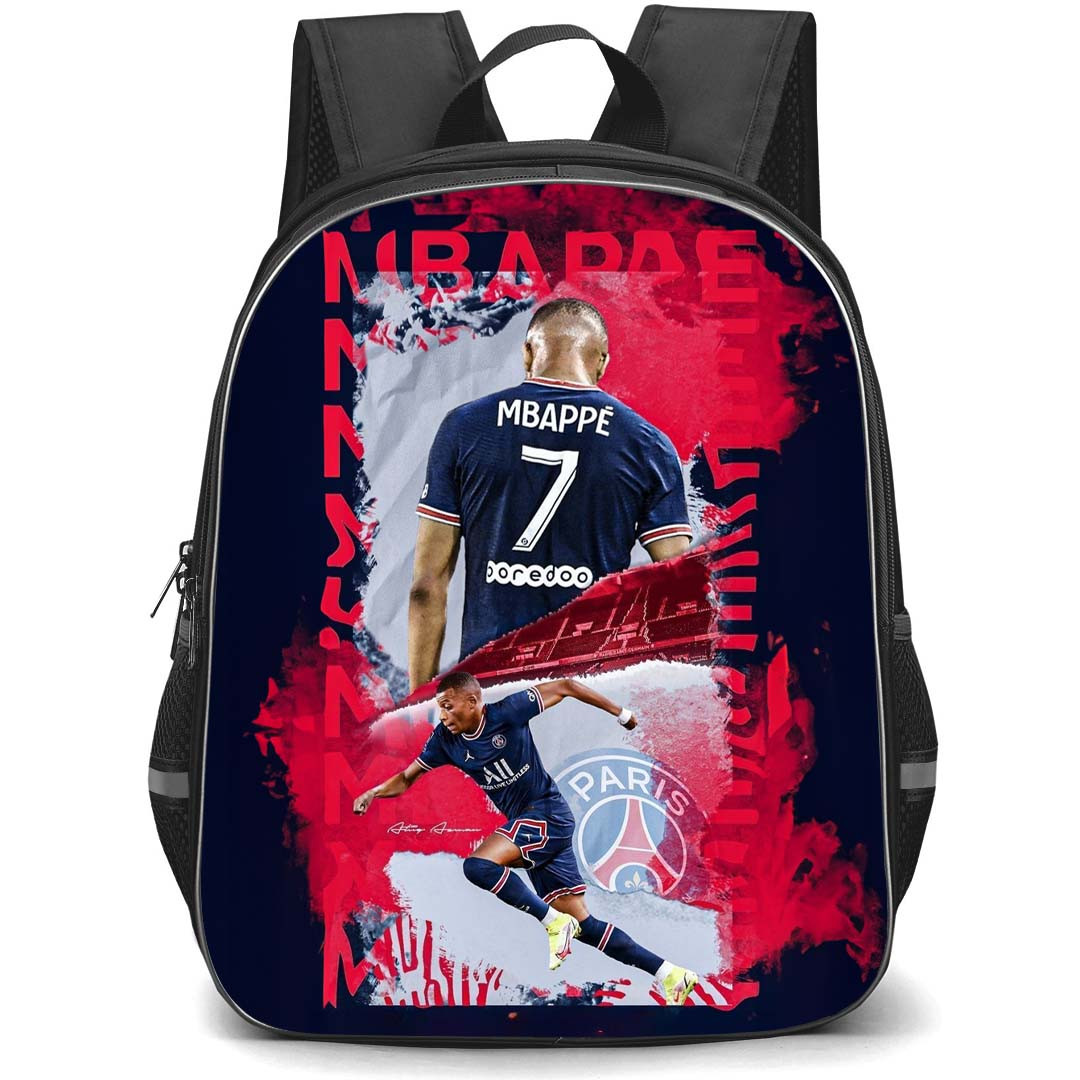 Kylian Mbappe Backpack StudentPack - Kylian Mbappe 7 Paris Saint-Germain Back Red Word Art Poster