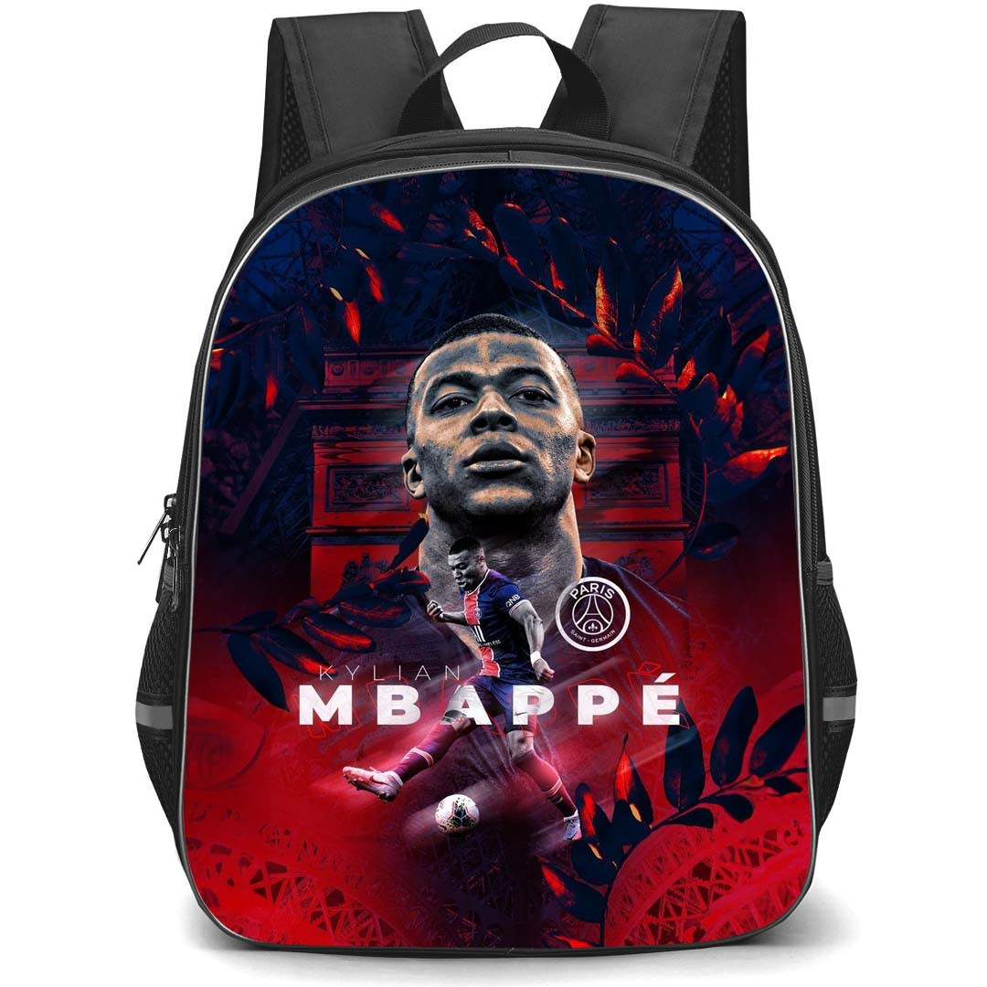 Kylian Mbappe Backpack StudentPack - Kylian Mbappe Paris Saint-Germain Portrait On Black Red Graphic Art
