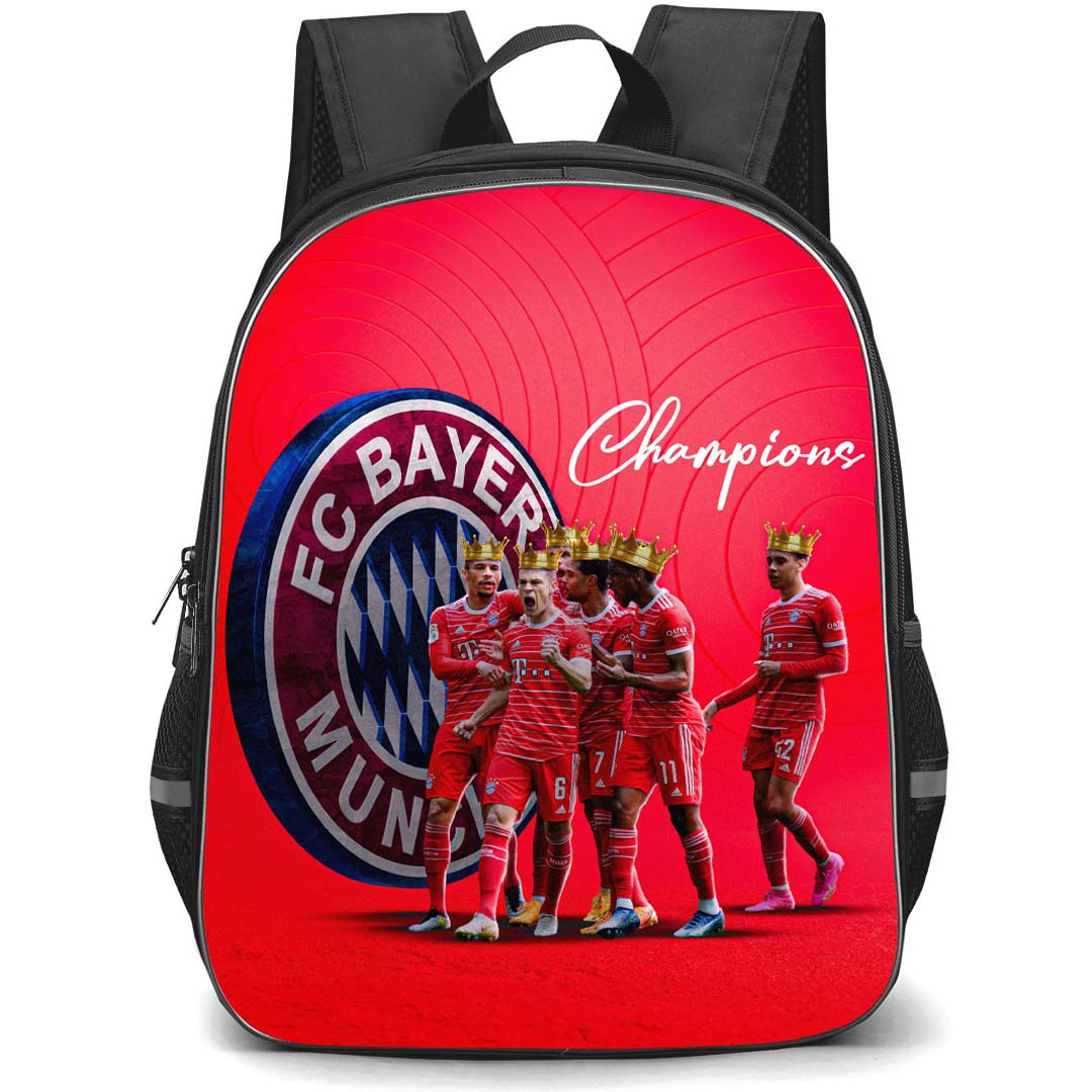 FC Bayern Munich Backpack StudentPack - FC Bayern Munich 2022-23 Bundesliga Champions Kings On Red Background