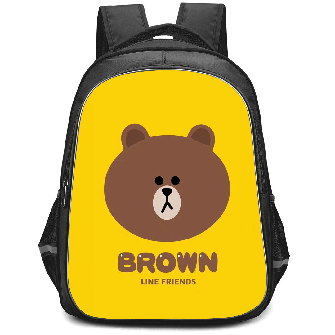 Lines Friends Brown Backpack StudentPack - Brown Avatar On Yellow Background