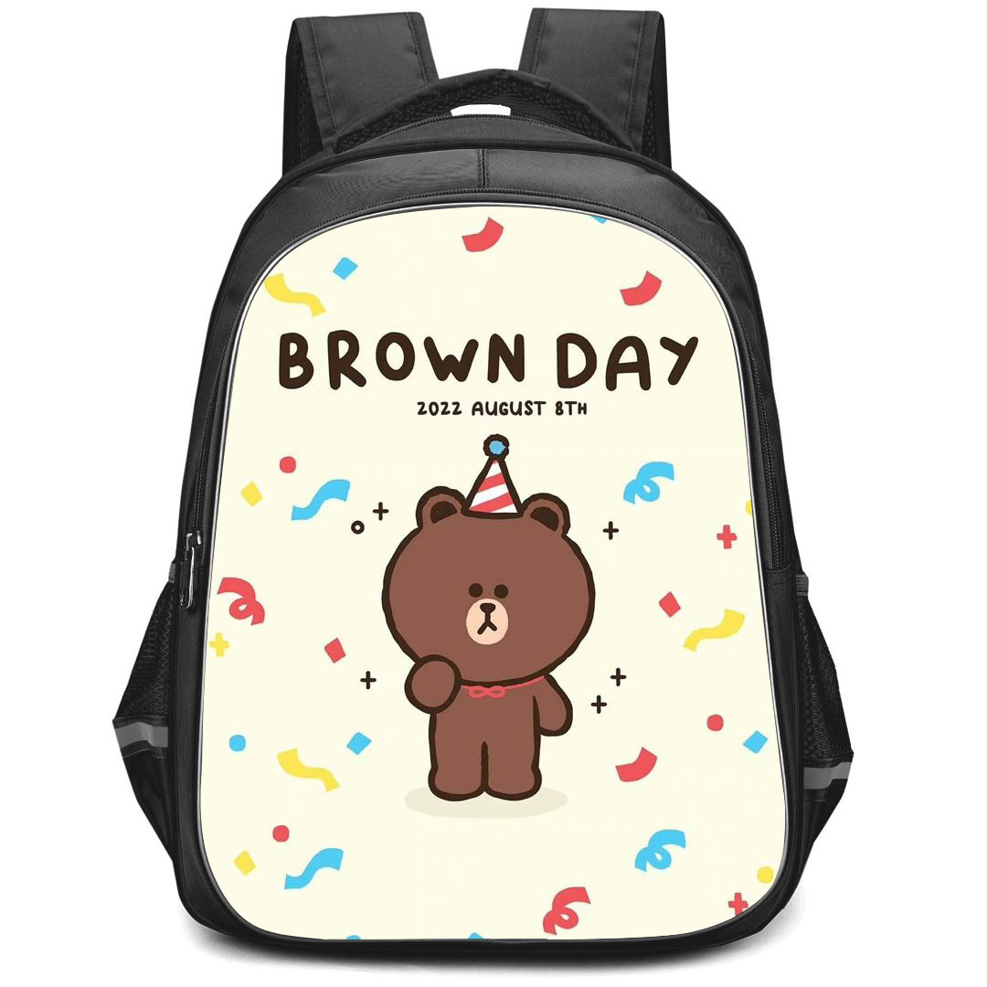 Lines Friends Brown Backpack StudentPack - Brown Day 8th August 2022 On Beige Background