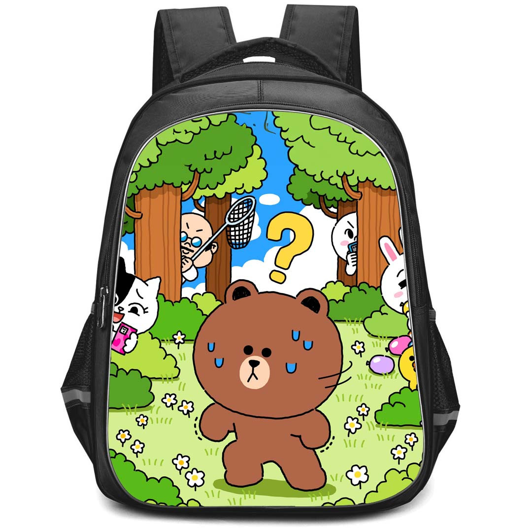 Lines Friends Backpack StudentPack - Lines Friends Brown Got Aprilfooled