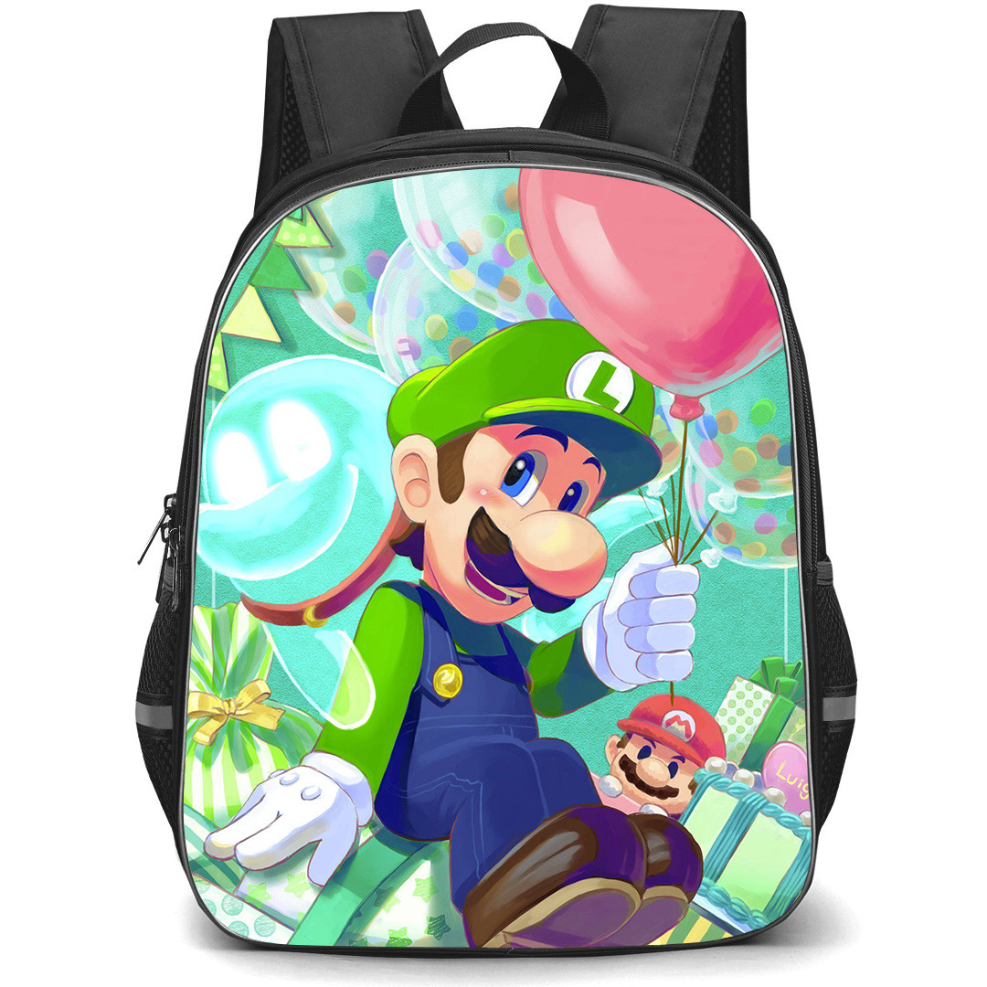 Super Mario Luigi Backpack StudentPack - Luigi Happy Luigi's Day Illustration