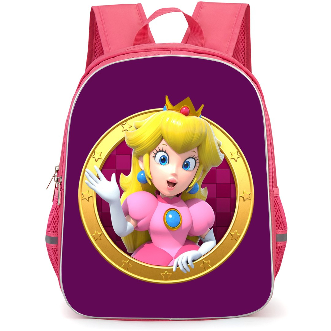 Super Mario Peach Backpack StudentPack - Peach Logo Violet Background