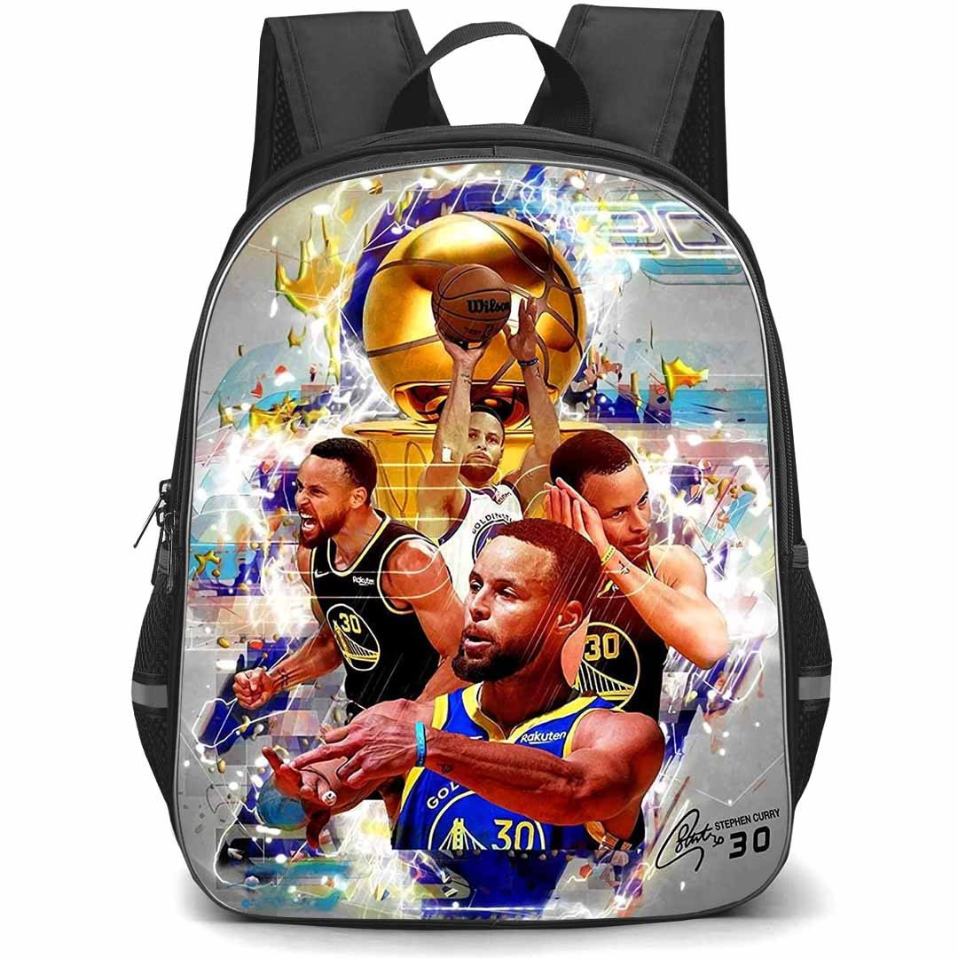 NBA Stephen Curry Backpack StudentPack - Stephen Curry Golden State Warriors 30 Champions Poster Art