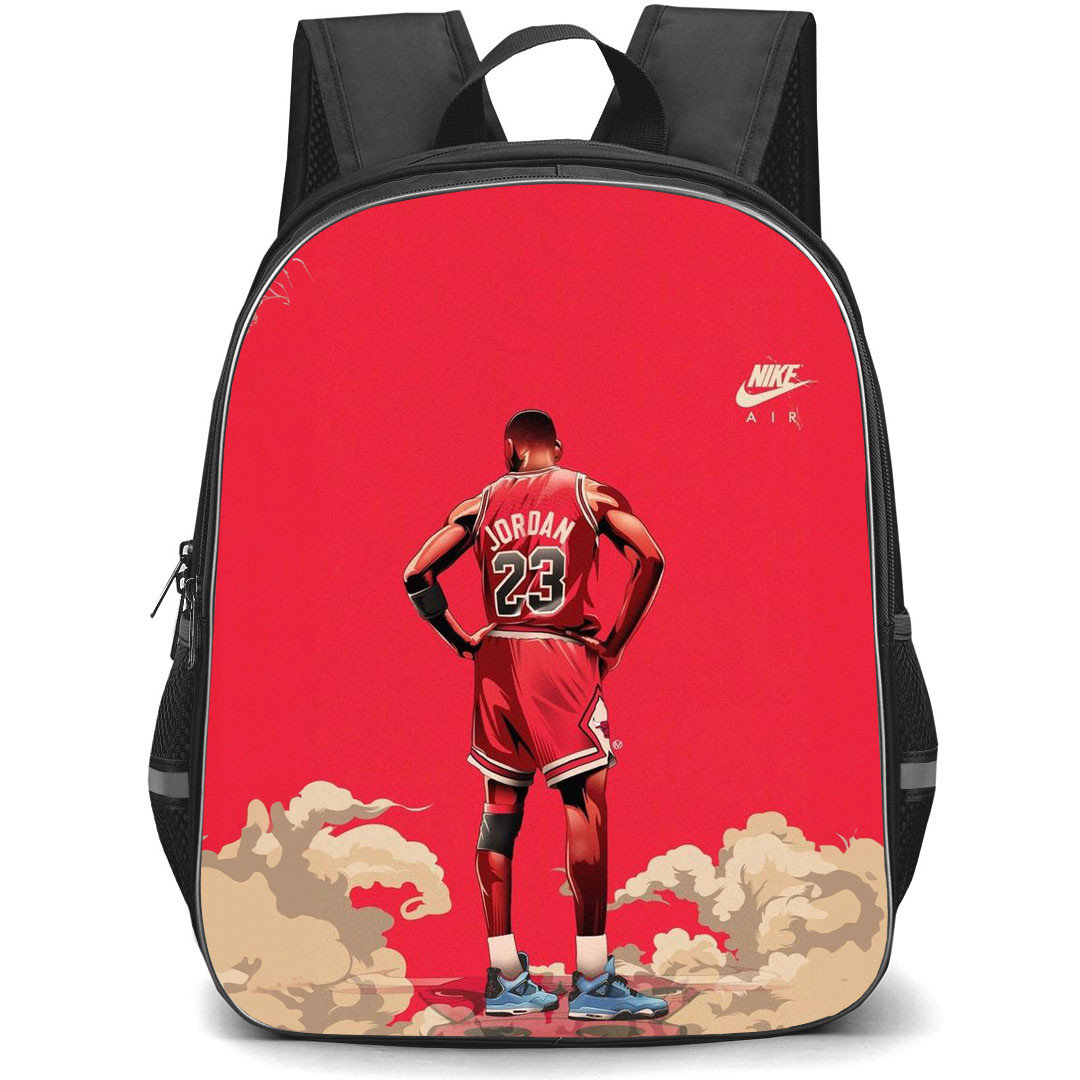 NBA Michael Jordan Backpack StudentPack - Michael Jordan 23 Standing Back On Red Background