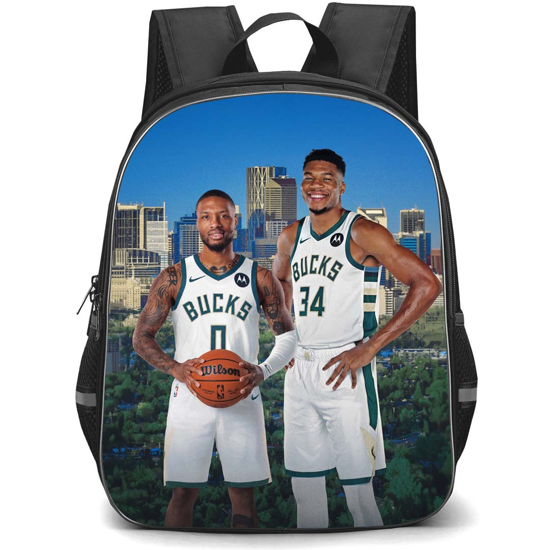 NBA Damian Lillard Backpack StudentPack - Damian Lillard And Giannis Milwaukee Bucks Standing Poster