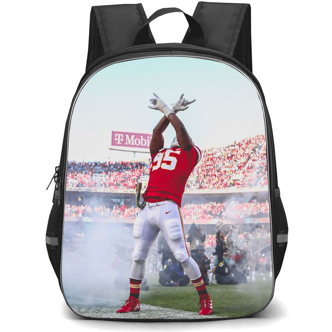 NFL Chris Jones Backpack StudentPack - Chris Jones Kansas City Chiefs Signature Celebration