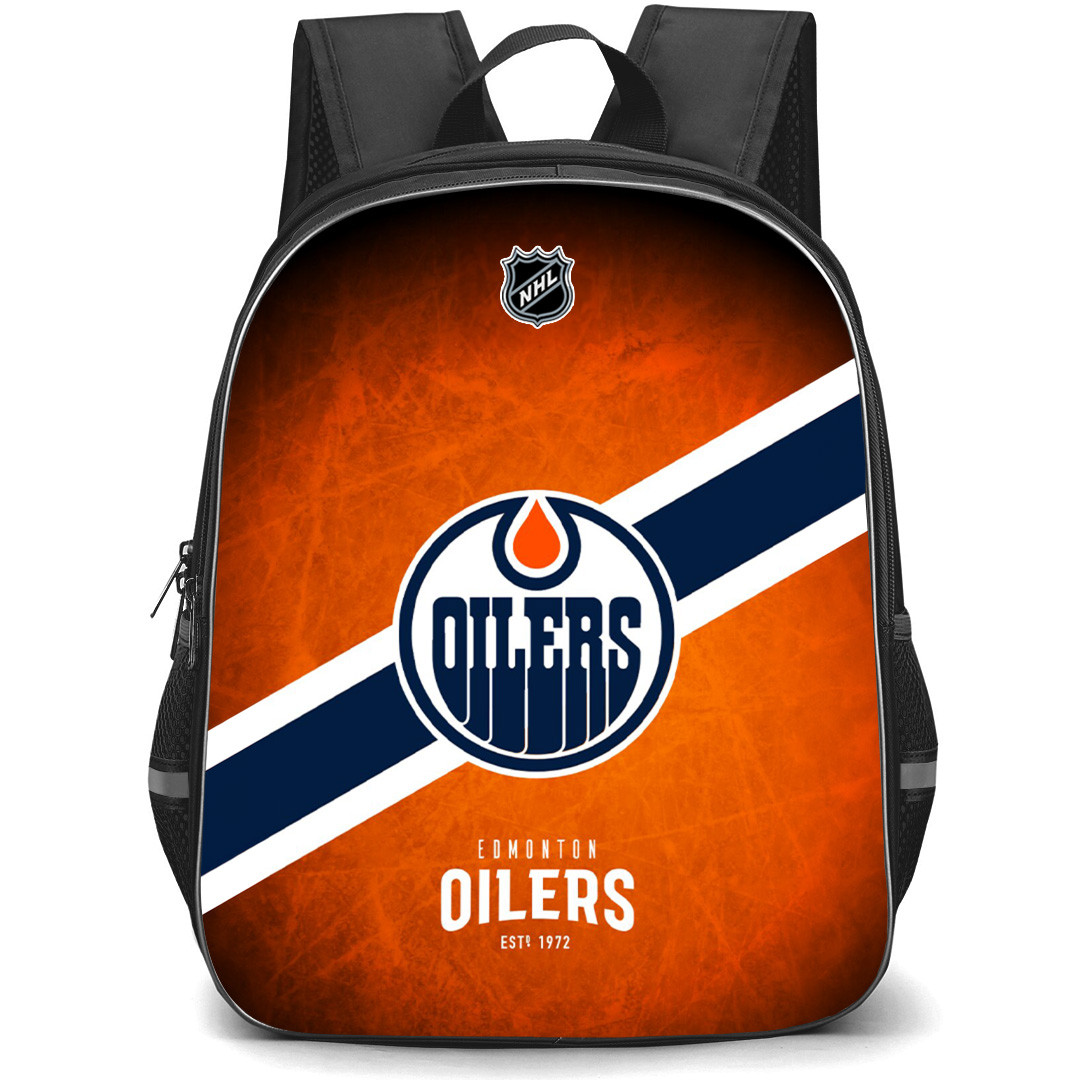 NHL Edmonton Oilers Backpack StudentPack Team Logo Stripe On Orange