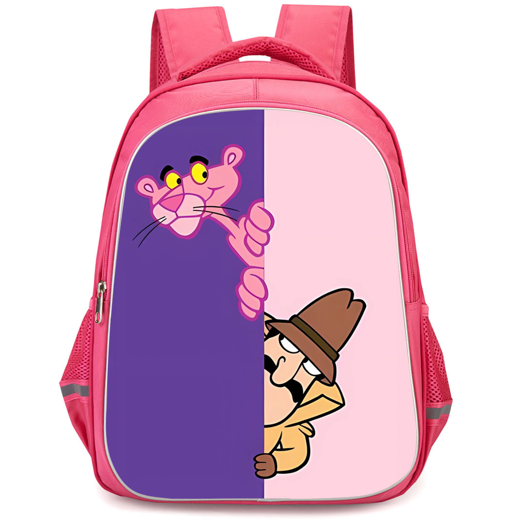The Pink Panther Backpack StudentPack - The Pink Panther And Inspector On Purple Pink Background