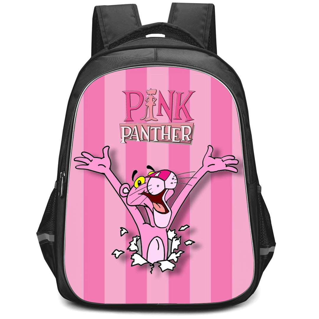 The Pink Panther Backpack StudentPack - The Pink Panther On Pink Stripe Background