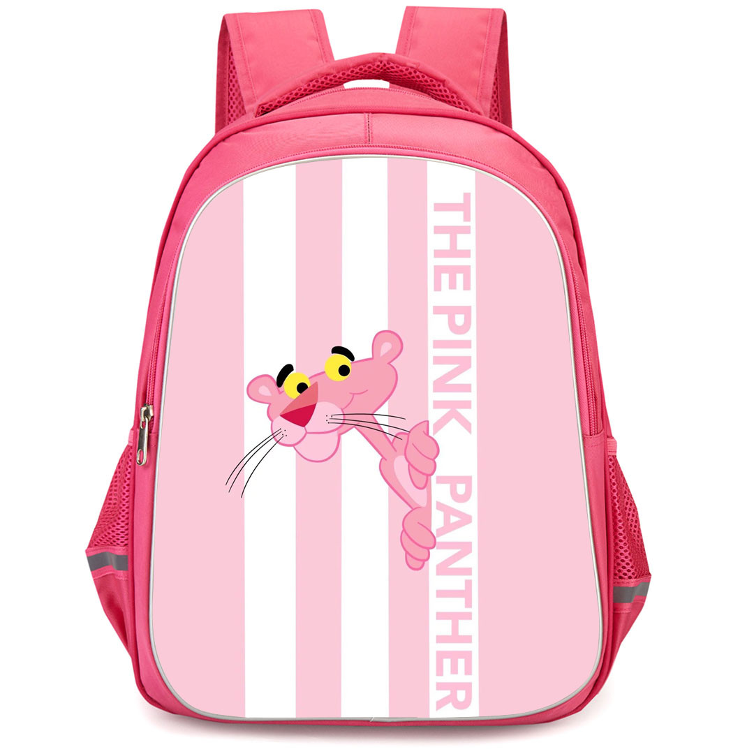 The Pink Panther Backpack StudentPack - The Pink Panther On Pink White Stripe Background