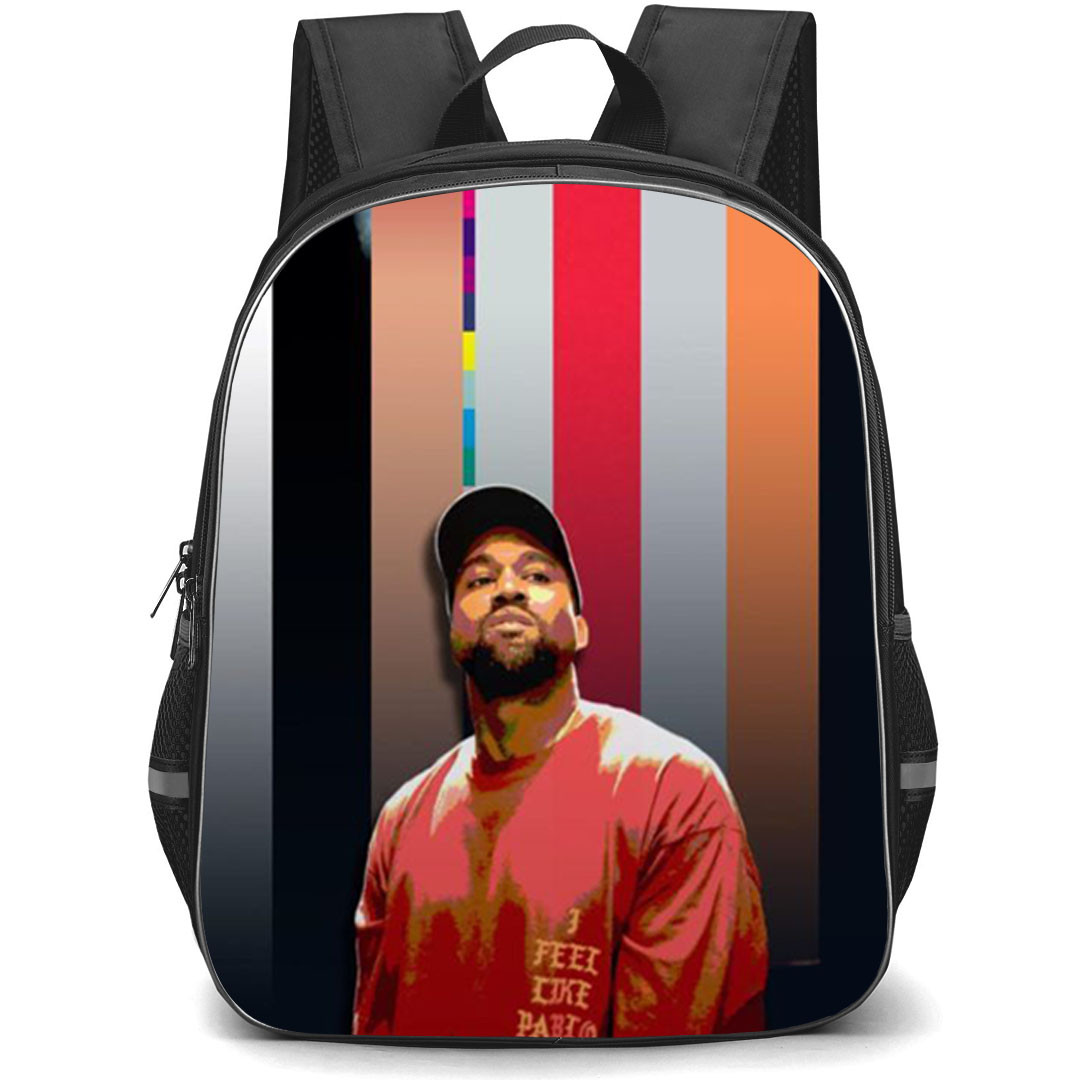 Kanye West Backpack StudentPack - Kanye West Standing On The Life Of Pablo Background